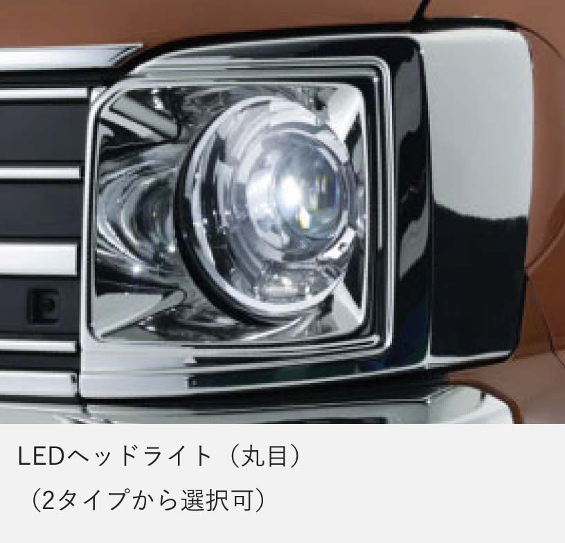 LEDヘッドライト（丸目）。2タイプから選択可能